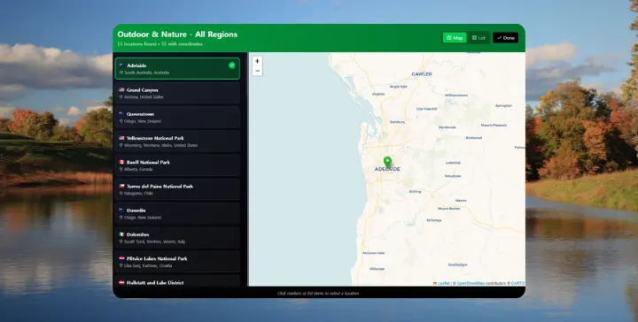 Find Destinations Interface